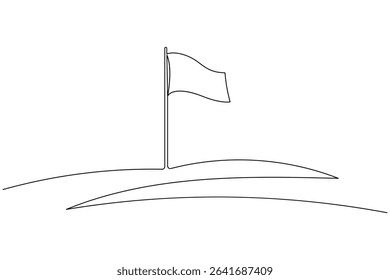 National flag on pole continuous one line drawing minimalist style isolate outline illustration