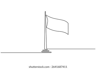 National flag on pole continuous one line drawing minimalist style isolate outline illustration