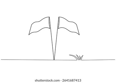 National flag on pole continuous one line drawing minimalist style isolate outline illustration