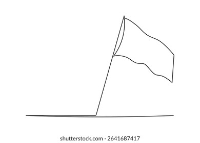 National flag on pole continuous one line drawing minimalist style isolate outline illustration