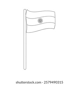 National flag one-line art elegantly represents the spirit of a nation, using a single continuous line to symbolize unity, pride, and patriotism.