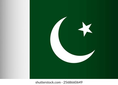 National flag of Pakistan. Green background with white stripe crescent and star