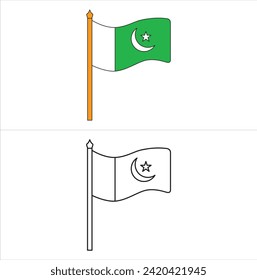 National flag of Pakistan isolated on gray background. Realistic flag waving in the Wind. Wavy flag of Pakistan Vector illustration
