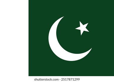 National flag of Pakistan, official standard colors, correct proportions, for Pakistan day, Nationa day of Pakistan, Independence day of Pakistan 14th August 1947, banners, posters, flyers, isolated