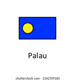 National flag of Palau in simple colors with name icon