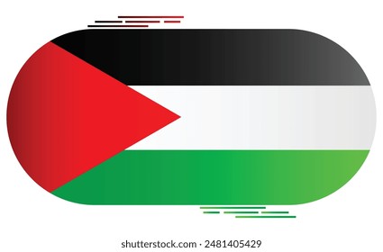 National Flag of Palestine. Palestinian flag in capsule shape. Middle east. Gaza flag isolated on white background. Editable vector EPS available