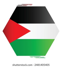 National Flag of Palestine. Palestinian flag in polygon shape. Middle east. Gaza flag isolated on white background. Editable vector EPS available