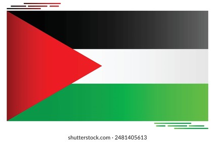 National Flag of Palestine. Palestinian flag in Rectangle shape. Middle east. Gaza flag isolated on white background. Editable vector EPS available