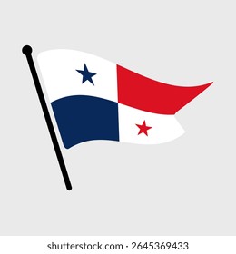Bandeira nacional do Panamá.  Bandeira do Panamá computador digital vetor ilustração ícone design.  Bandeira de mastro flutuante.