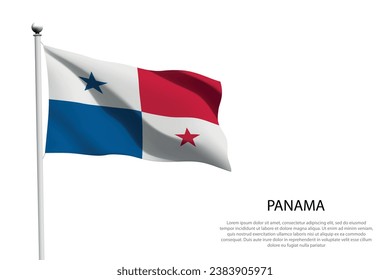National flag Panama isolated waving on white background