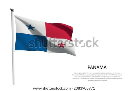 National flag Panama isolated waving on white background