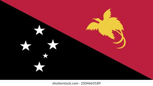 National flag of Papua New Guinea. Rectangular flag. Vector illustration