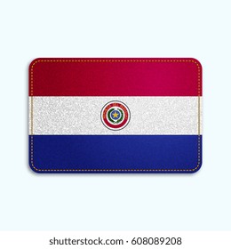 National flag of Paraguay with denim texture and orange seam. Realistic image of a tissue made in vector illustration.