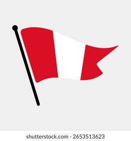 Bandeira nacional do Peru.  Design de ícone de ilustração de vetor digital de bandeira do Peru.  Bandeira de mastro flutuante.