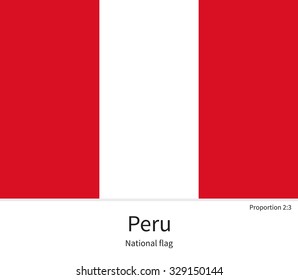 National flag of Peru with correct proportions, element, colors for education books and official documentation