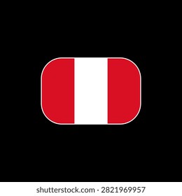 National flag of Peru depicted as rounded rectangular button. Vertical triband design with red and white color scheme on simple dark backdrop for digital interface usage.