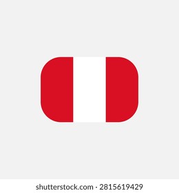 National flag of Peru in modern rounded flat style. Red and white vertical triband vector illustration isolated on light background for app ui design and global symbols.