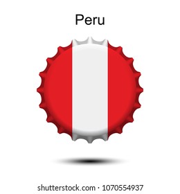 National flag of Peru on a bottle cap. Vector Illustration