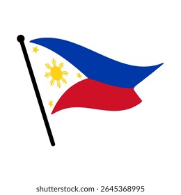 Bandeira nacional das Filipinas.  Bandeira das Filipinas computador digital vetor ilustração ícone design.  Bandeira de mastro flutuante.