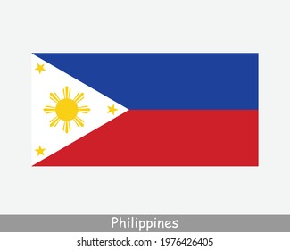 National Flag of Philippines. Filipino Country Flag. Republic of the Philippines Detailed Banner. EPS Vector Illustration Cut File