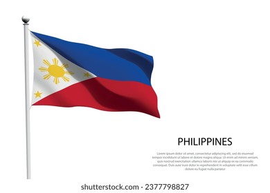 Bandera nacional Filipinas aislada ondeando en un fondo blanco