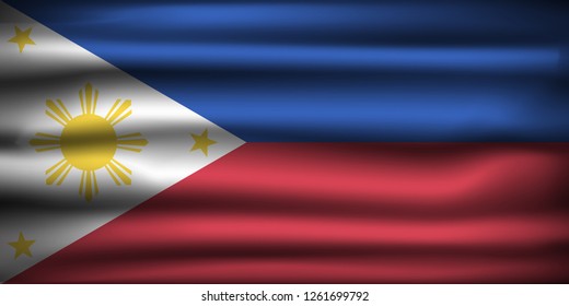 National Flag of Philippines PH. Front view, official colors and correct proportion. Realistic vector illustration.