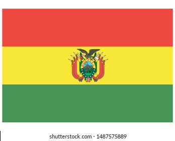 National flag of Plurinational State of Bolivia . original colors and proportion. Simply vector illustration, from countries flag set.