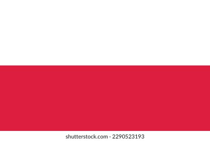 The National flag of Poland is a bicolor flag consisting of two horizontal stripes of equal width. The top stripe is white, and the bottom stripe is red. Poland Flag Proportion Ratio 5:8