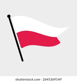 Bandeira nacional da Polônia.  Bandeira da Polônia computador digital vetor ilustração ícone design.  Bandeira de mastro flutuante.