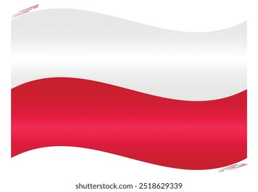 Nationalflagge von Polen. Polen Flagge in Waving Form. Europäisches Land. Polnische Fahnen einzeln auf weißem Hintergrund. Bearbeitbare Vektor-EPS verfügbar