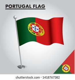 National flag of PORTUGAL on a pole