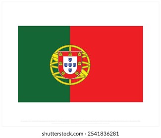 National flag of Portugal on a white background, Independence Day of Portugal, Portugal, Editable Vector illustration of Portugal flag, National Day design, National Flag