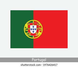 National Flag of Portugal. Portuguese Country Flag. Portuguese Republic Detailed Banner. EPS Vector Illustration File