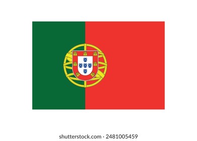 National Flag of Portugal, Portuguese Country Flag in 2:3 proportion, Bandeira de Portugal vector illustration on a white background