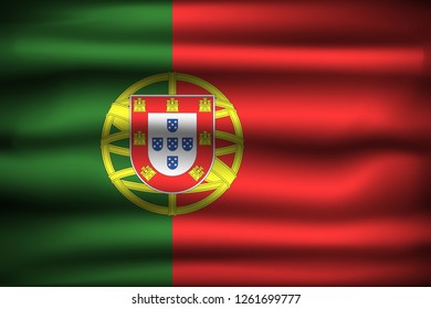 National Flag of Portugal PT. Front view, official colors and correct proportion. Realistic vector illustration.