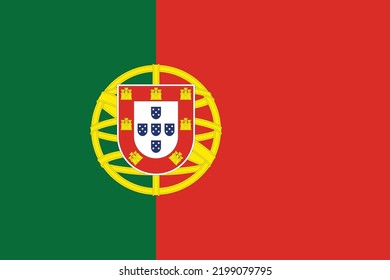 National Flag of Portugal in vector format. Colors and Proportion are based on official specifications.