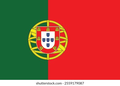 The national flag of the Portuguese Republic, often referred to as the Portuguese flag consists of a rectangular bicolour with a field divided into green on the hoist, and red on the fly