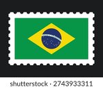 National Flag Postage Stamp Icon for BRAZIL Mail, Patriotism, and National Identity