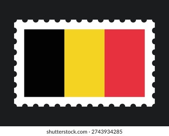 National Flag Postage Stamp Icon for BELGIUM Mail, Patriotism, and National Identity