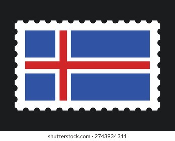 National Flag Postage Stamp Icon for ICELAND Mail, Patriotism, and National Identity