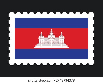 National Flag Postage Stamp Icon for CAMBODIA Mail, Patriotism, and National Identity