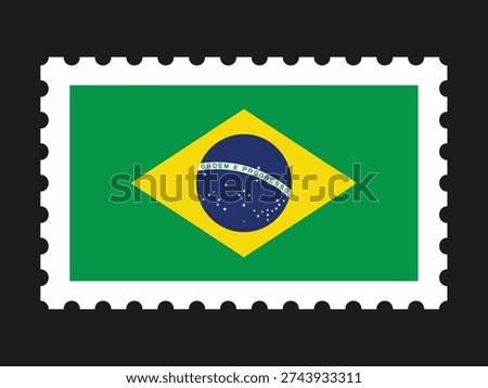 National Flag Postage Stamp Icon for BRAZIL Mail, Patriotism, and National Identity