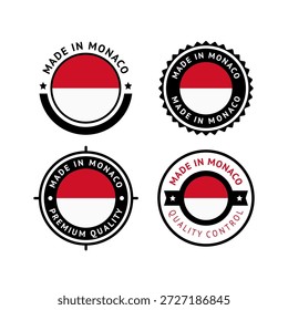 National flag of the Principality of Monaco, set flat vector icons.