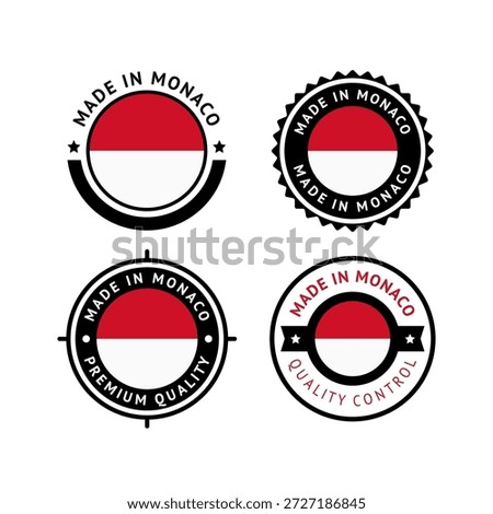 National flag of the Principality of Monaco, set flat vector icons.