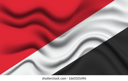 National flag of Principality of Sealand. Abstract national flag waving with curved fabric background. Realistic waving flag of Principality of Sealand vector background.