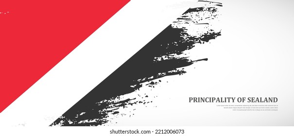 National flag of Principality of Sealand with textured brush flag. Artistic hand drawn brush flag banner background