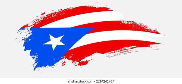 Bandera nacional de Puerto Rico con efecto de pincel de mancha curvo sobre fondo blanco