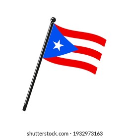 national flag of Puerto Rico in the original colours and proportions on the stick(2:3)
