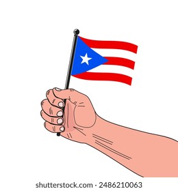 bandera nacional de Puerto Rico en los colores originales y proporciones en el palo(2:3)