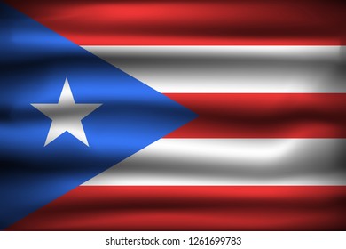 National Flag of Puerto Rico PR. Front view, official colors and correct proportion. Realistic vector illustration.